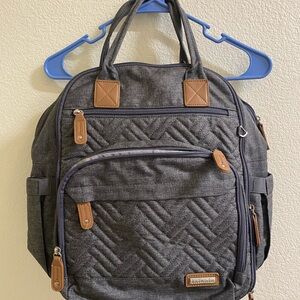 🎒 Iniuniu Maternity Diaper Backpack - Gray‎ w/ Brown Accents - All The Pockets!